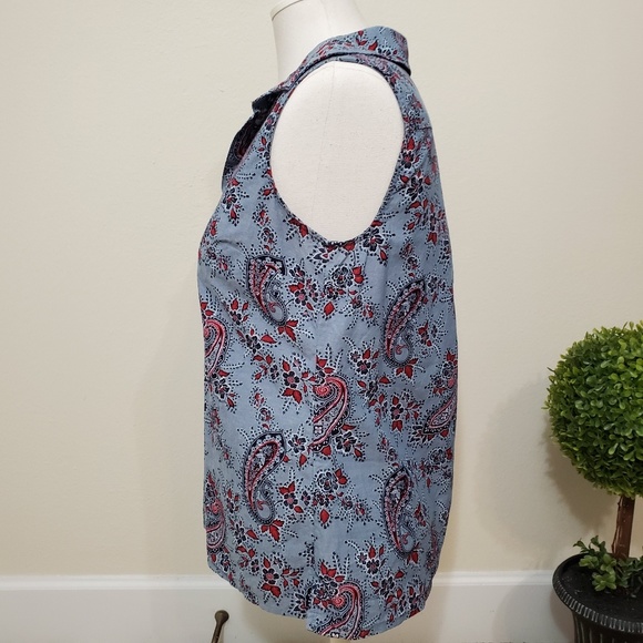 Talbots Sleeveless Collared Blouse Petite - Picture 4 of 5